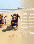 Dachshund dog coat size guide, dachshund dogs wearing dog drying coats and hooded towels for dogs