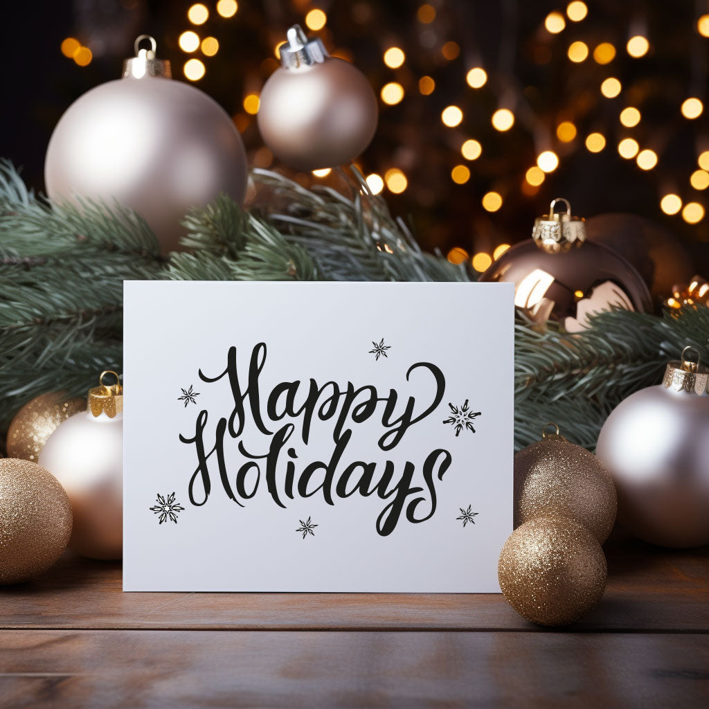 Festive 'Happy Holidays' greetings card with a simple design, perfect for spreading holiday cheer.