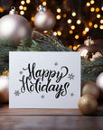 Festive 'Happy Holidays' greetings card with a simple design, perfect for spreading holiday cheer.
