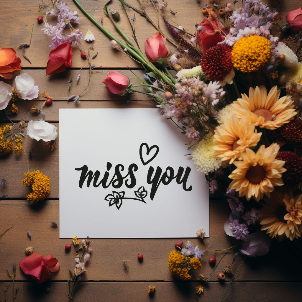 Heartfelt 'Miss You' greetings card with a simple design, perfect for expressing how much you miss someone