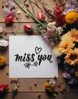 Heartfelt 'Miss You' greetings card with a simple design, perfect for expressing how much you miss someone