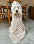 Premium microfibre dog towel, quick-drying, soft, and absorbent. Ideal for all dog sizes, eco-friendly, and perfect for gifting. A must-have dog towel for your pet.