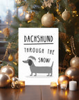 Whimsical Christmas card with a cute dog illustration, ideal for sending warm holiday wishes.