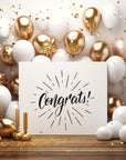 Joyful congratulations card featuring vibrant designs, perfect for celebrating achievements and milestones.
