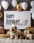 Whimsical dog birthday card featuring cute dog-themed graphics, perfect for dog lovers celebrating their pets.