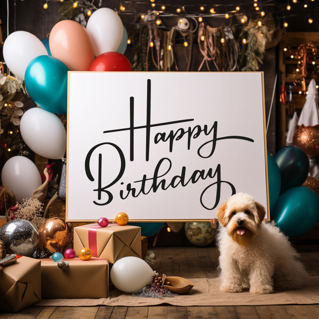 happy birthday card, greetings card, dog gift box