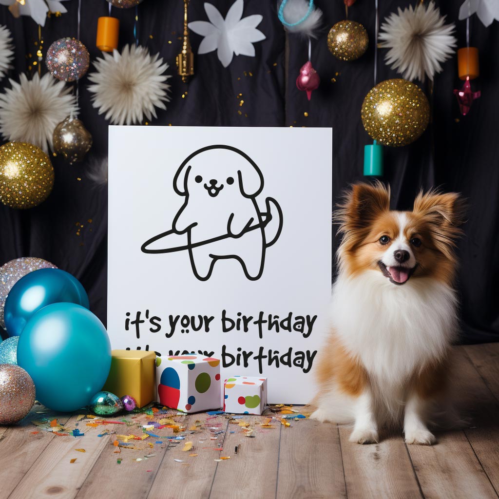 Charming dog birthday card with fun designs, ideal for sharing joy on a dog's birthday.