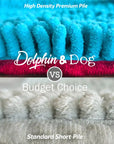 dog towel comparison picture showing the quality of the fabric compared to other cheaper versions of the dog towel