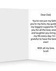 Personalised message inside a heartwarming Father's Day card, adding a thoughtful touch for dog-loving dads.