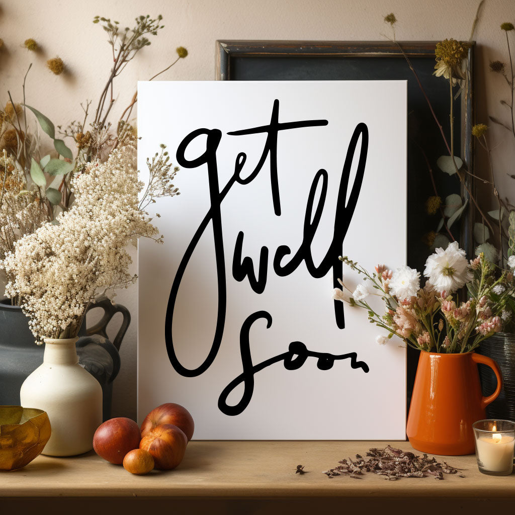 'Get Well Soon' card with playful dog-themed art, perfect for sharing love and support with those in recovery.