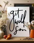 'Get Well Soon' card with playful dog-themed art, perfect for sharing love and support with those in recovery.