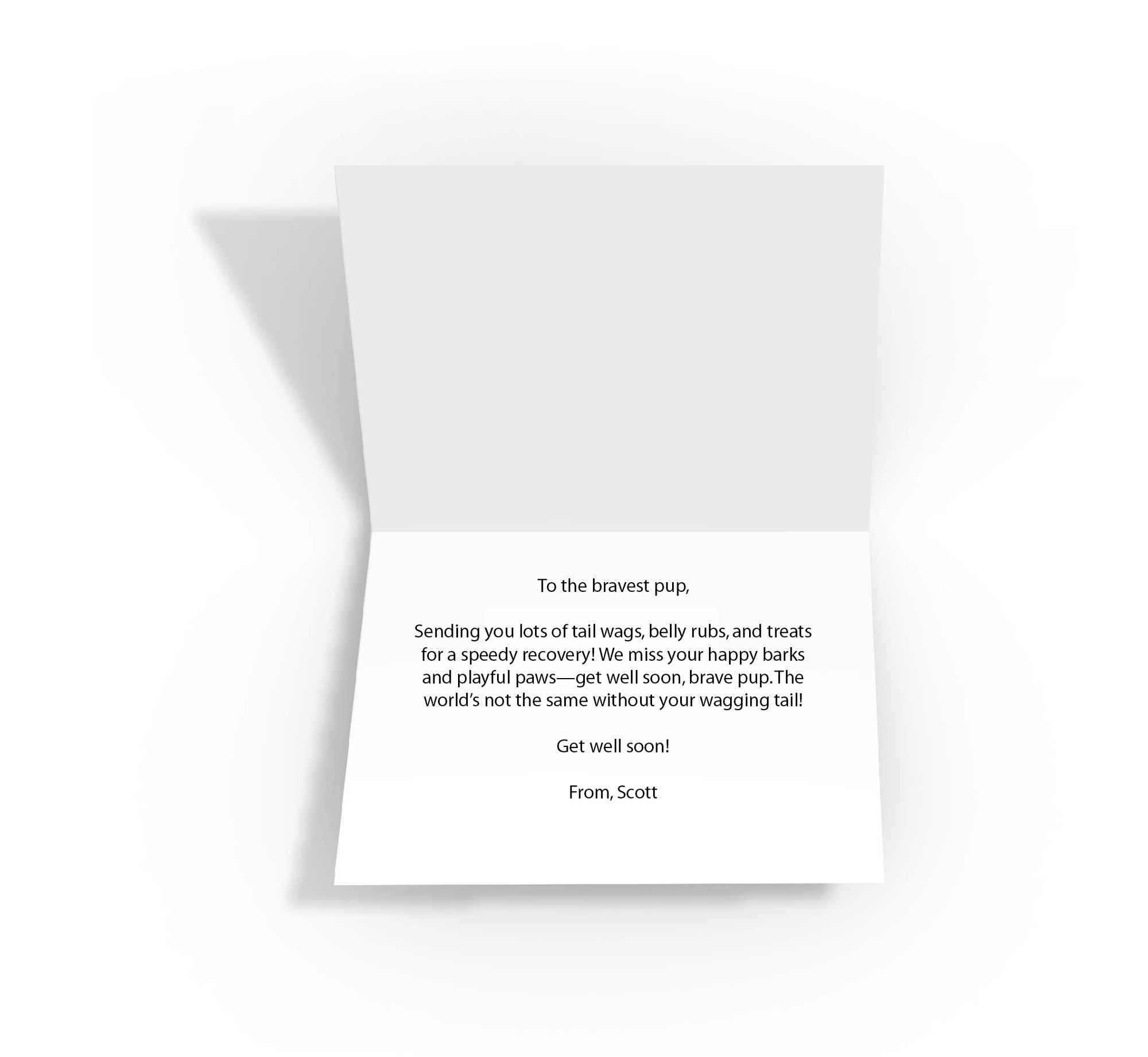 Personalised message inside a cheerful 'Get Well Soon' card, adding a special touch of encouragement.