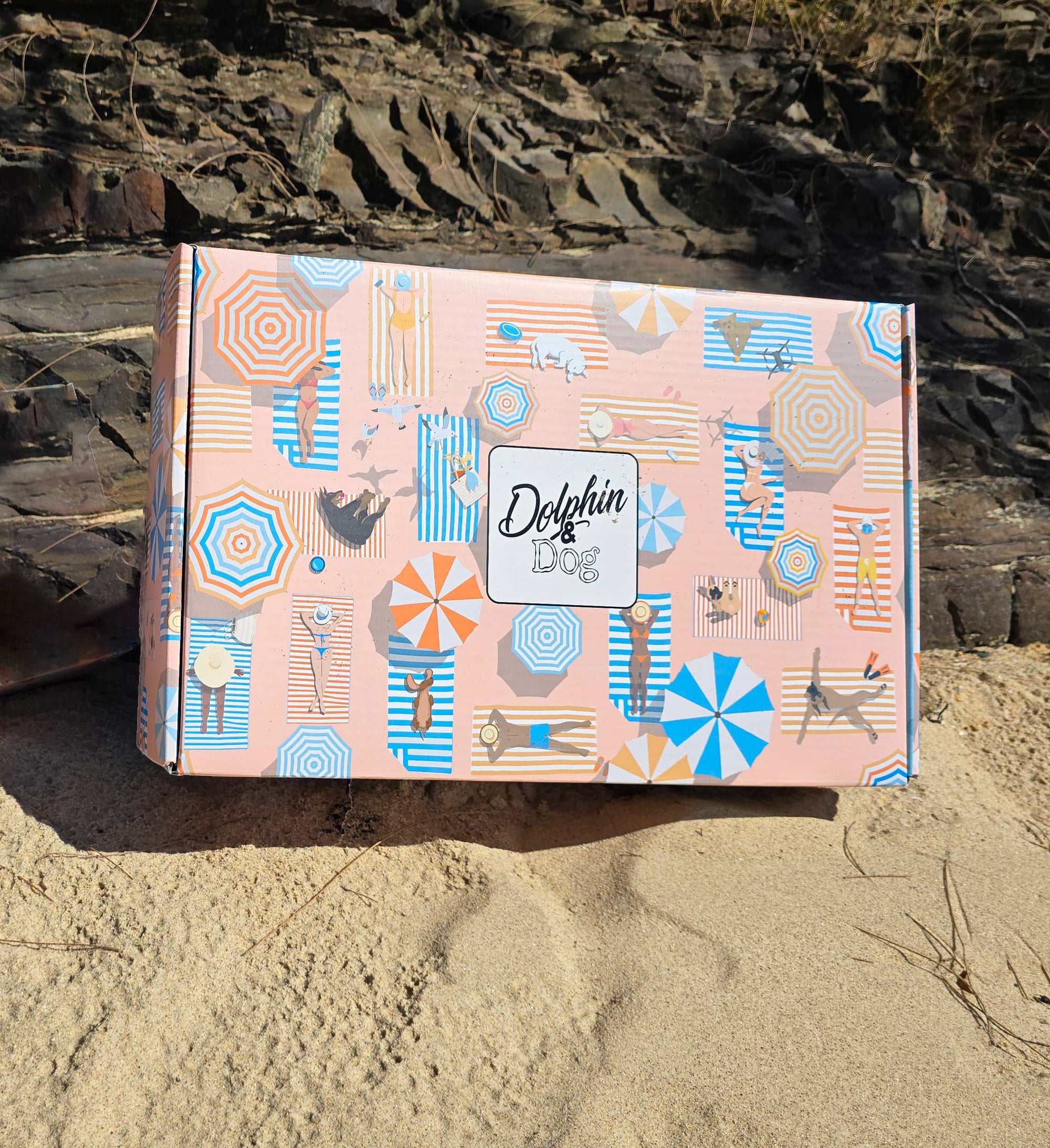 an illustrated gift box hamper made for dogs, box can be filled with dog gifts and a personalised card added.