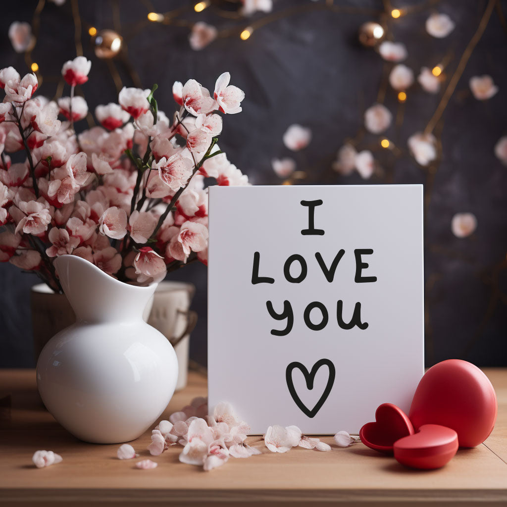 Personalised message inside a sweet 'I Love You' greetings card, adding a unique touch of love and sincerity.