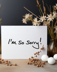 Sincere 'I'm Sorry' greetings card with a simple design, perfect for offering an apology with heartfelt words.