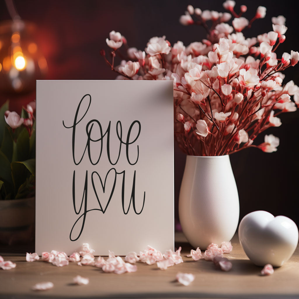 Delightful 'Love You' greeting card featuring a whimsical design, ideal for dog lovers celebrating love.