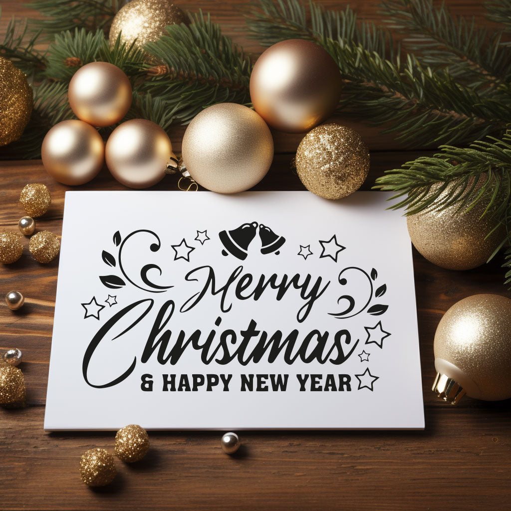 Playful Christmas card featuring festive dog-themed graphics, perfect for celebrating the season.