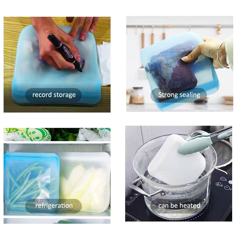 pet treat storage bag. made from food grade silicone. large size. blue