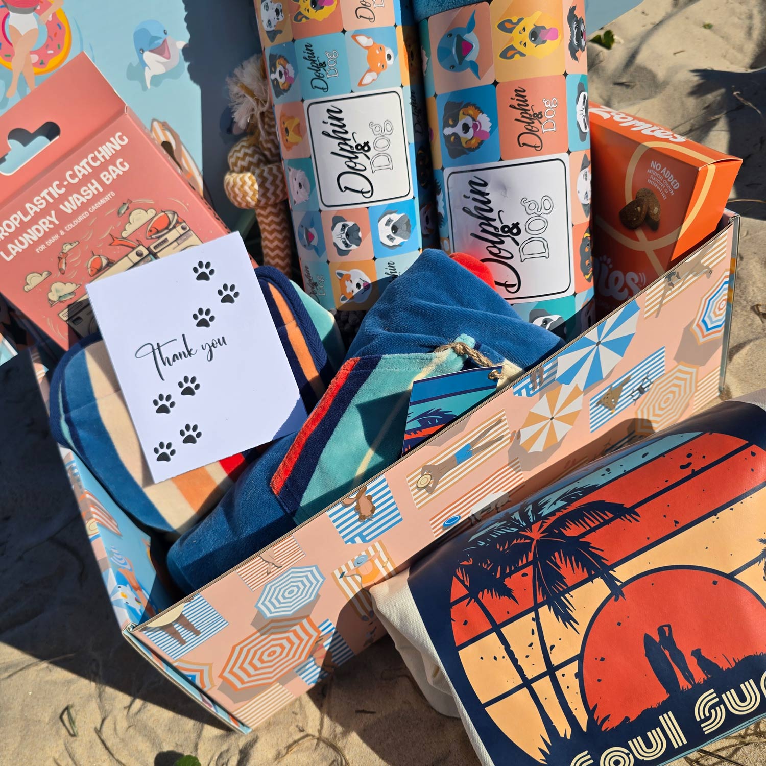 thank you gift box hamper for dog lovers, thank you gift box made for dogs