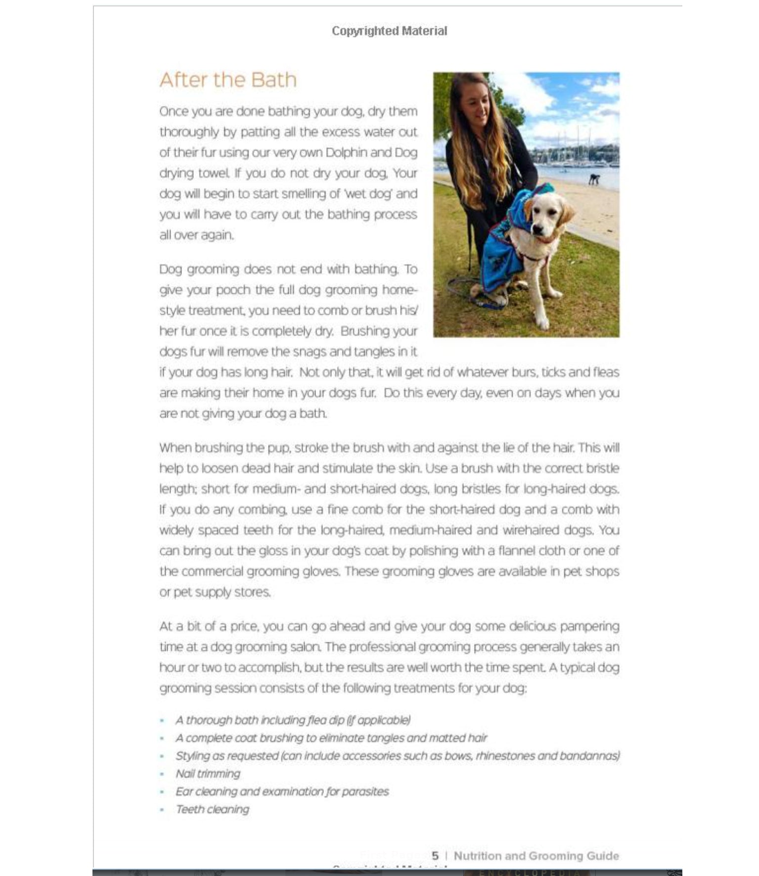 Dog Grooming, dog nutrition, dog book, pet care, pet care book, pet car guide, dog training, Puppy training, towels for dogs, dog towels, microfibre dog towel, dog bath towel