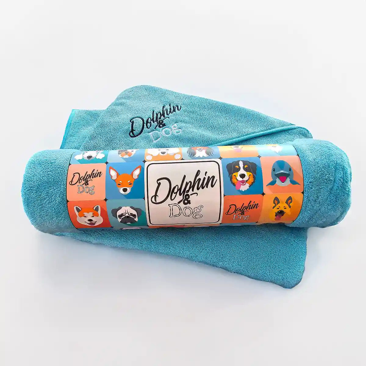 large dog towel made by dolphin and dog, it has hand pockets and is super absorbent. 