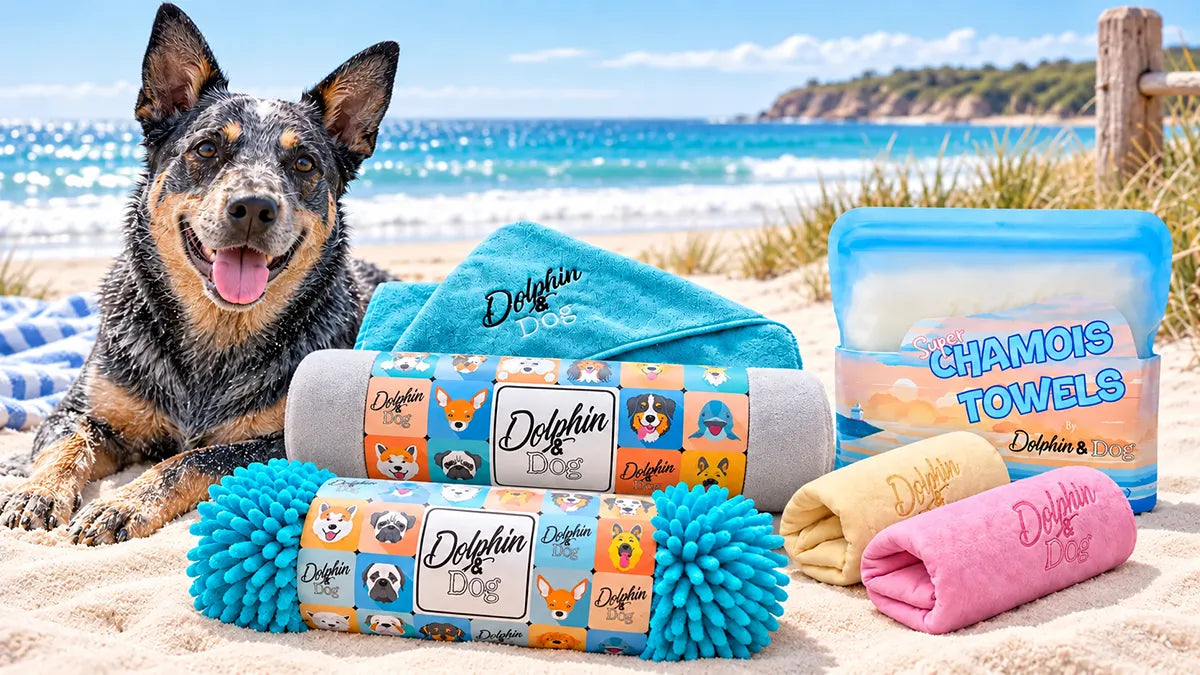 Dog Towel Essentials Set for beach, bath and wet car trips