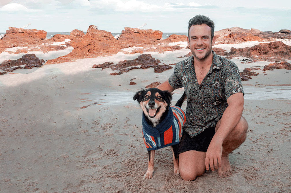 Dog drying towels and dog drying robe for beach and bath use