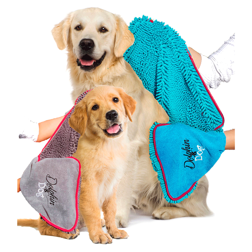 Super Absorbent Dog Towel "This ultra-absorbent dog towel soaks up more water, mud, and sand than any other, making it perfect for quick and effective drying after baths or walks