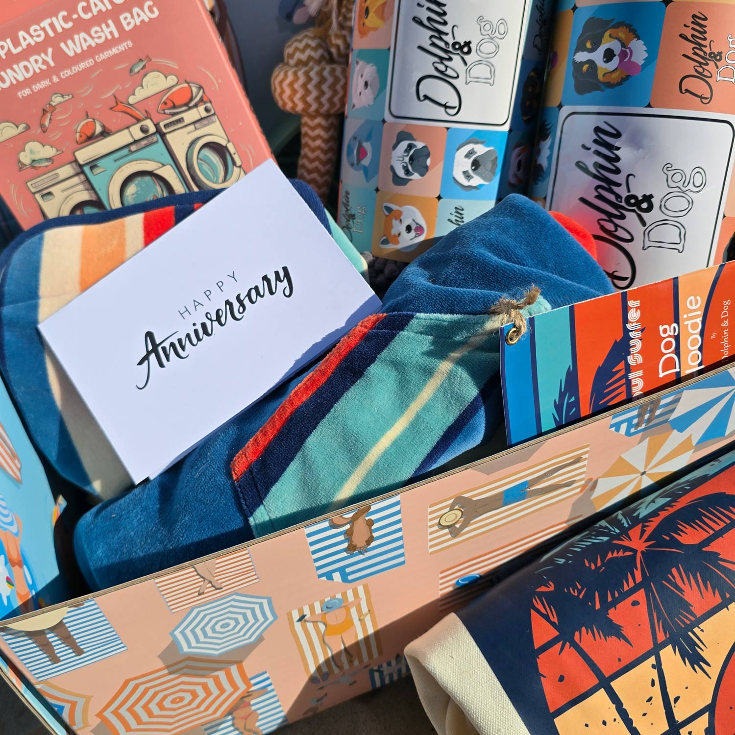 anniversary gift box hamper for dog lovers, personalised gift box