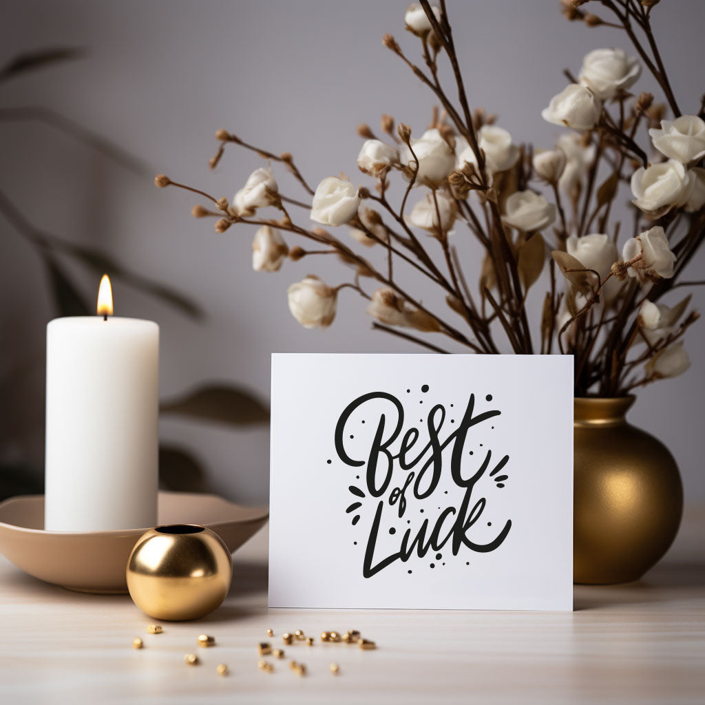 best of luck greeting card. gift box 