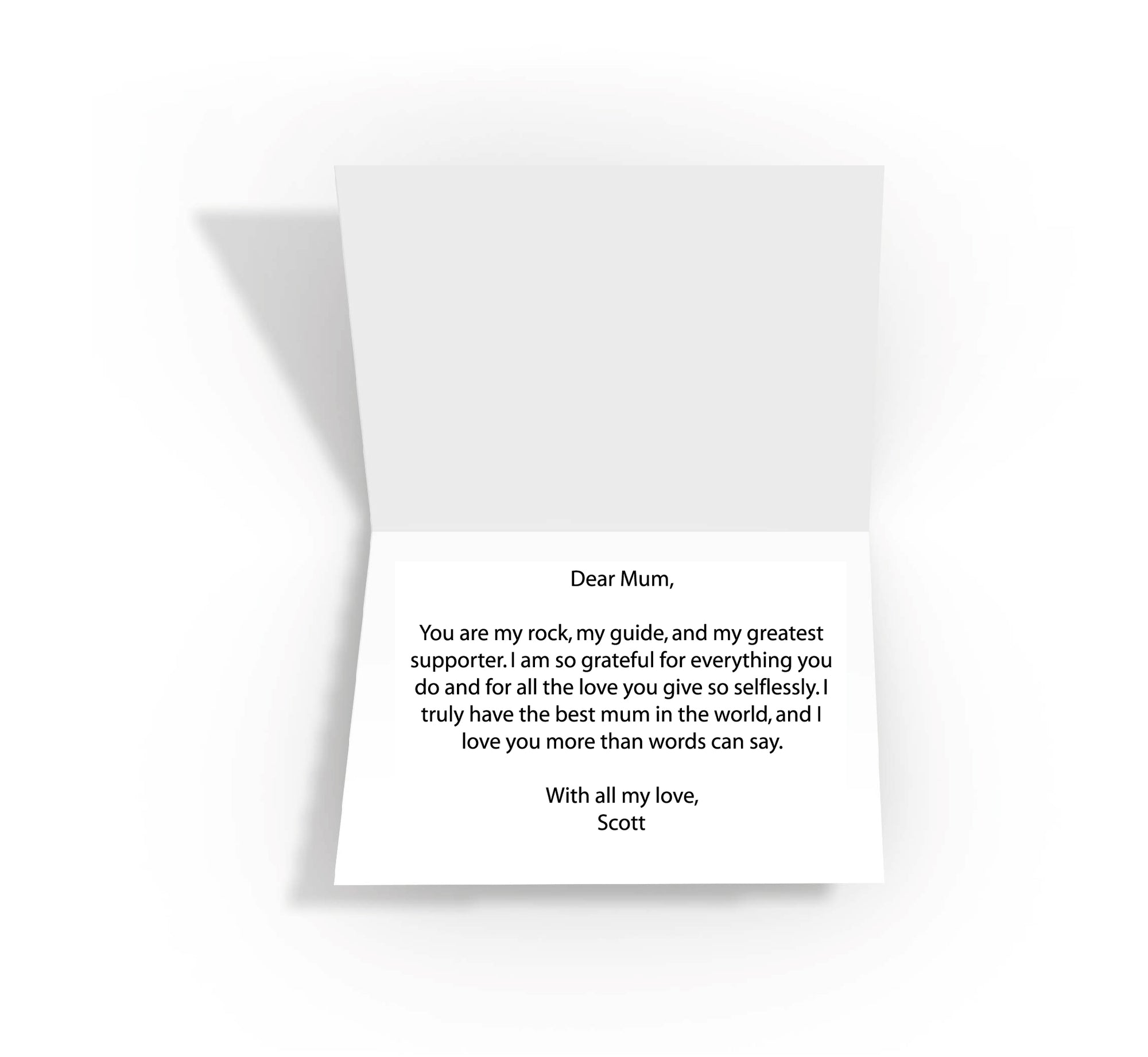 Personalised message inside the 'Best Mum' greeting card, crafted in the gift box builder, providing a special and heartfelt sentiment.