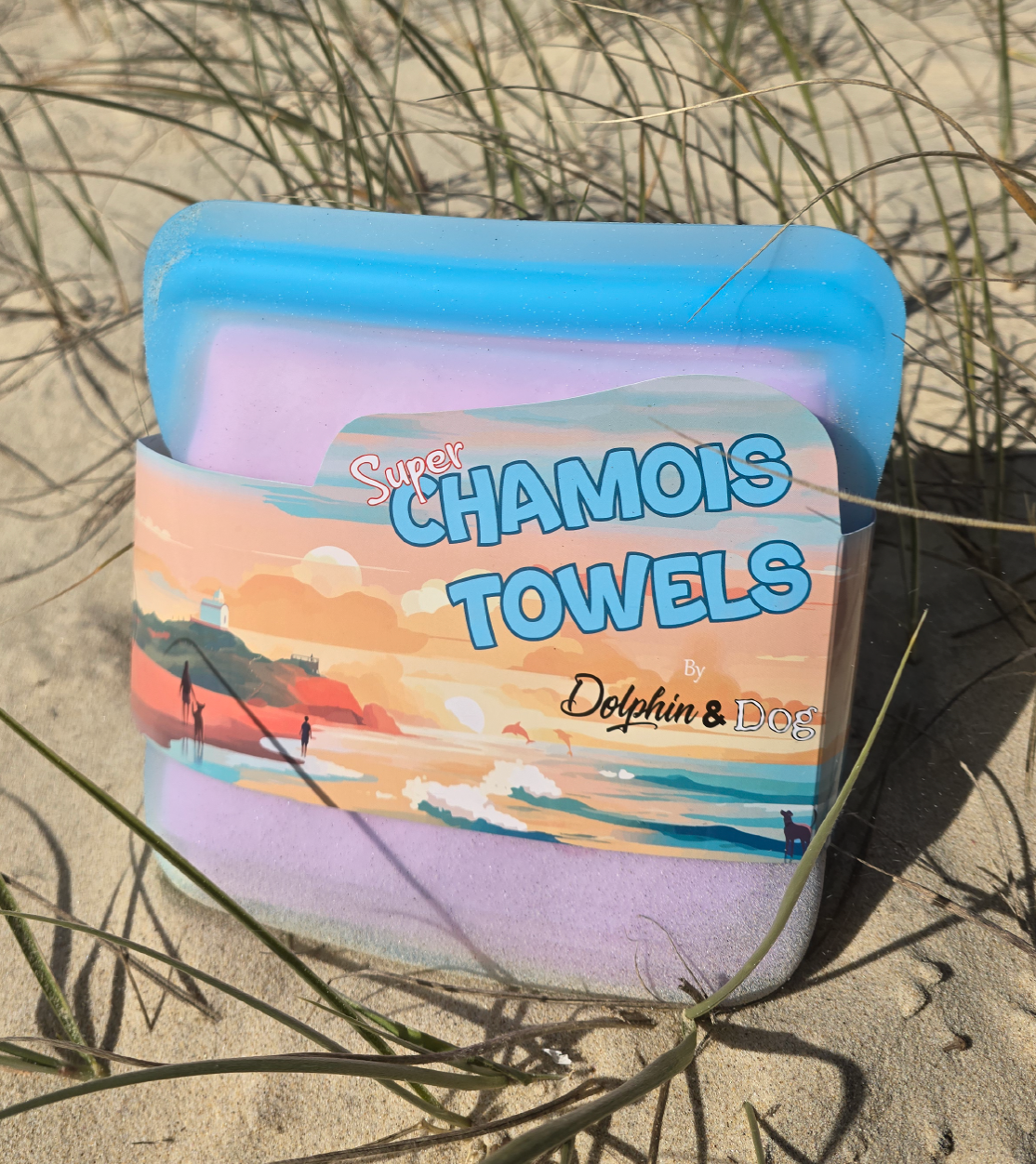 the absorber dog towel, a dog drying towel. 2 dog chamois towels, sored in a silicone pouch so no nasty plastic. Plastic free packaging