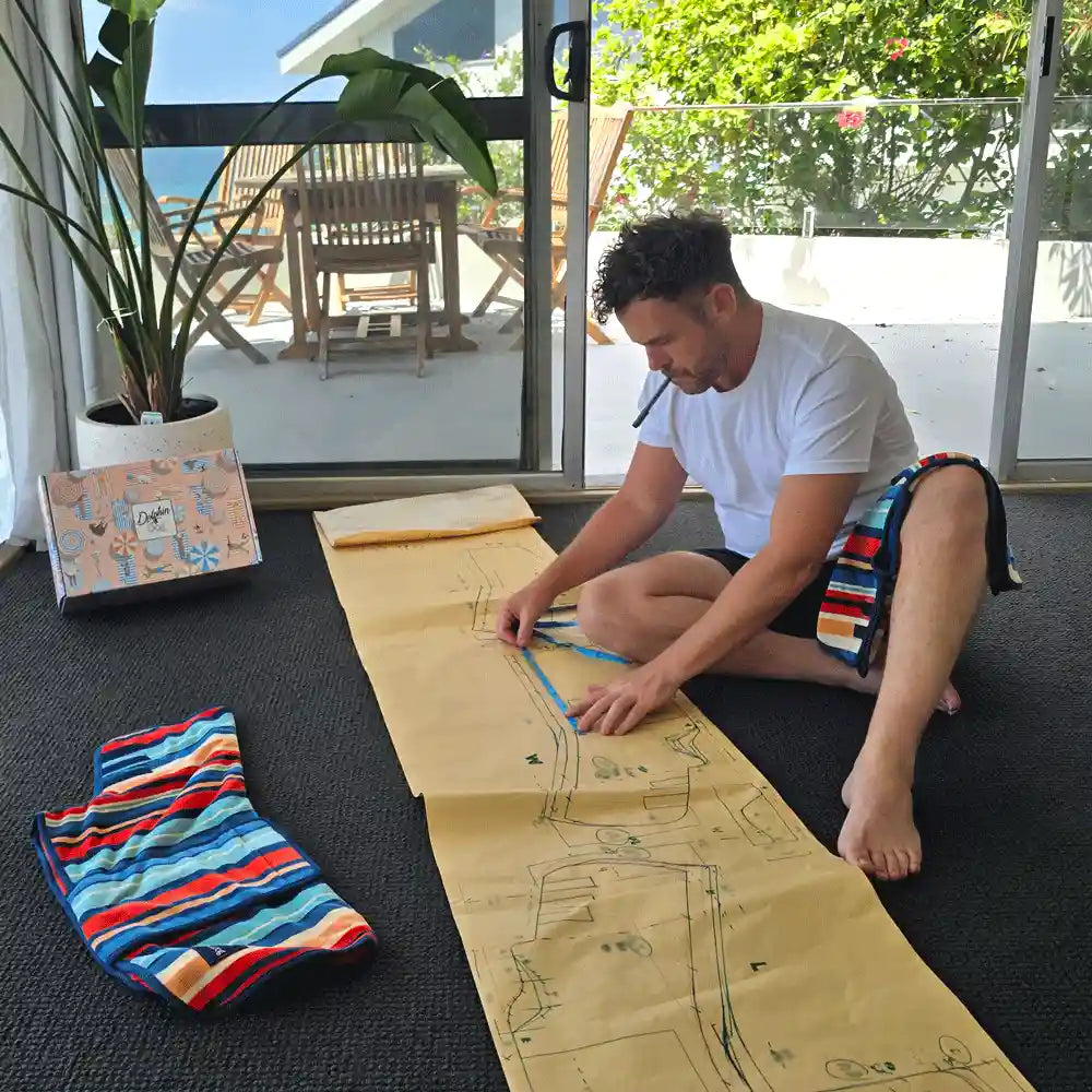 Scott Green the owner of Dolphin & Dog creating the dog drying coat range 