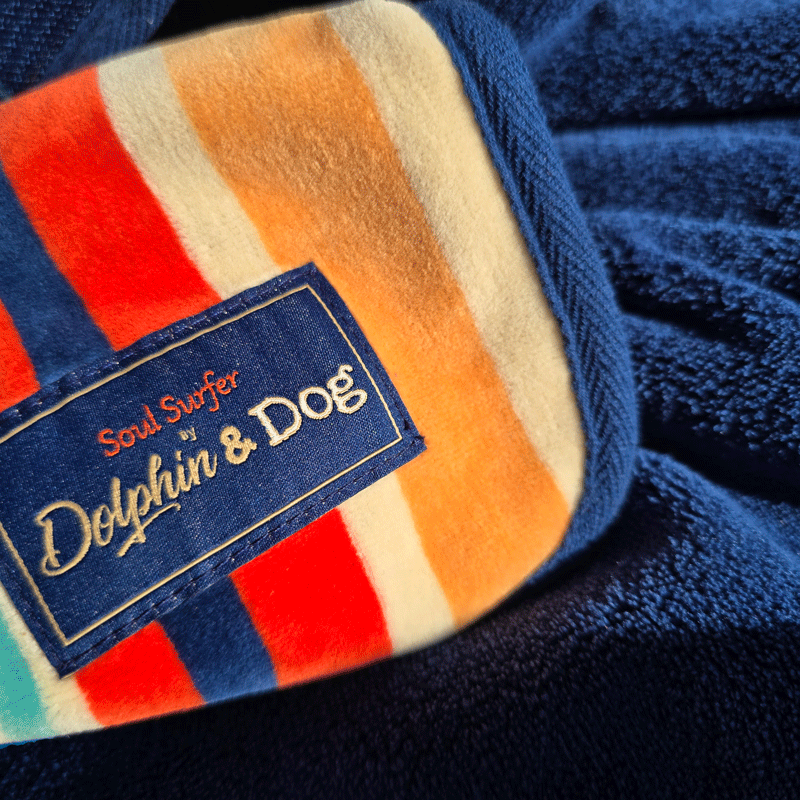Dachshund drying robe, a hooded dog towel design. soft cotton.