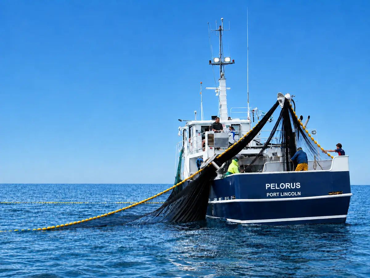 Fishing boat from Port Lincoln catching fish 