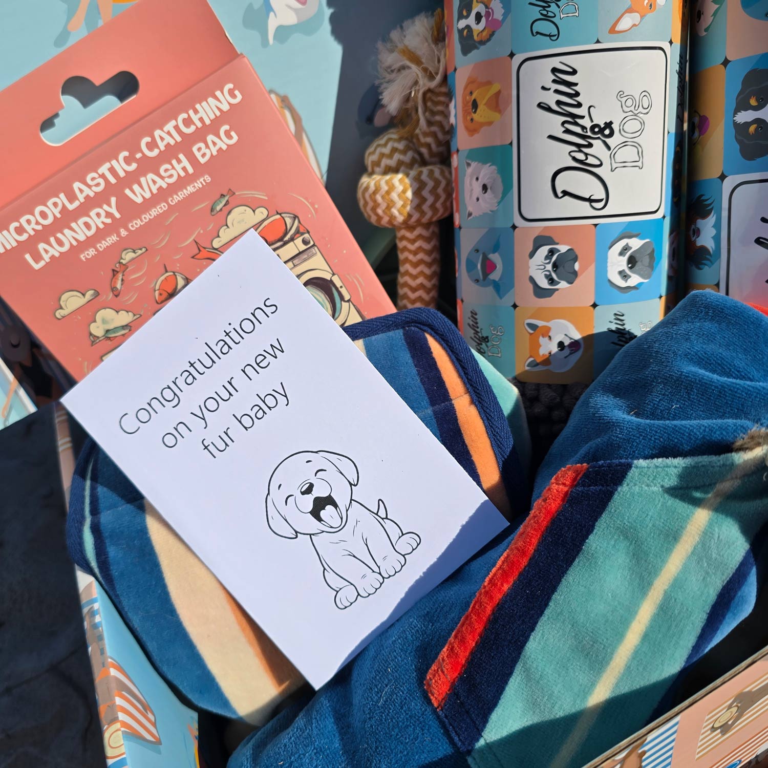 new puppy gift box hamper, a gift basket for new dog owners