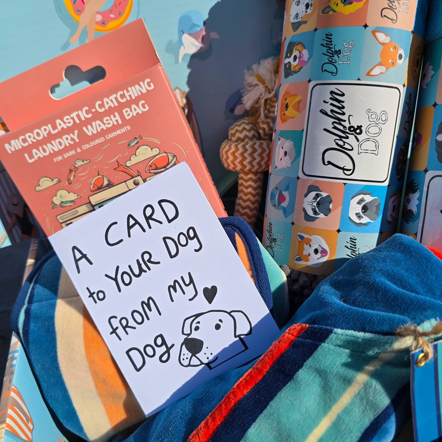 A gift box made for dogs, a collection of dog products placed in a beautifully illustrated gift box hamper
