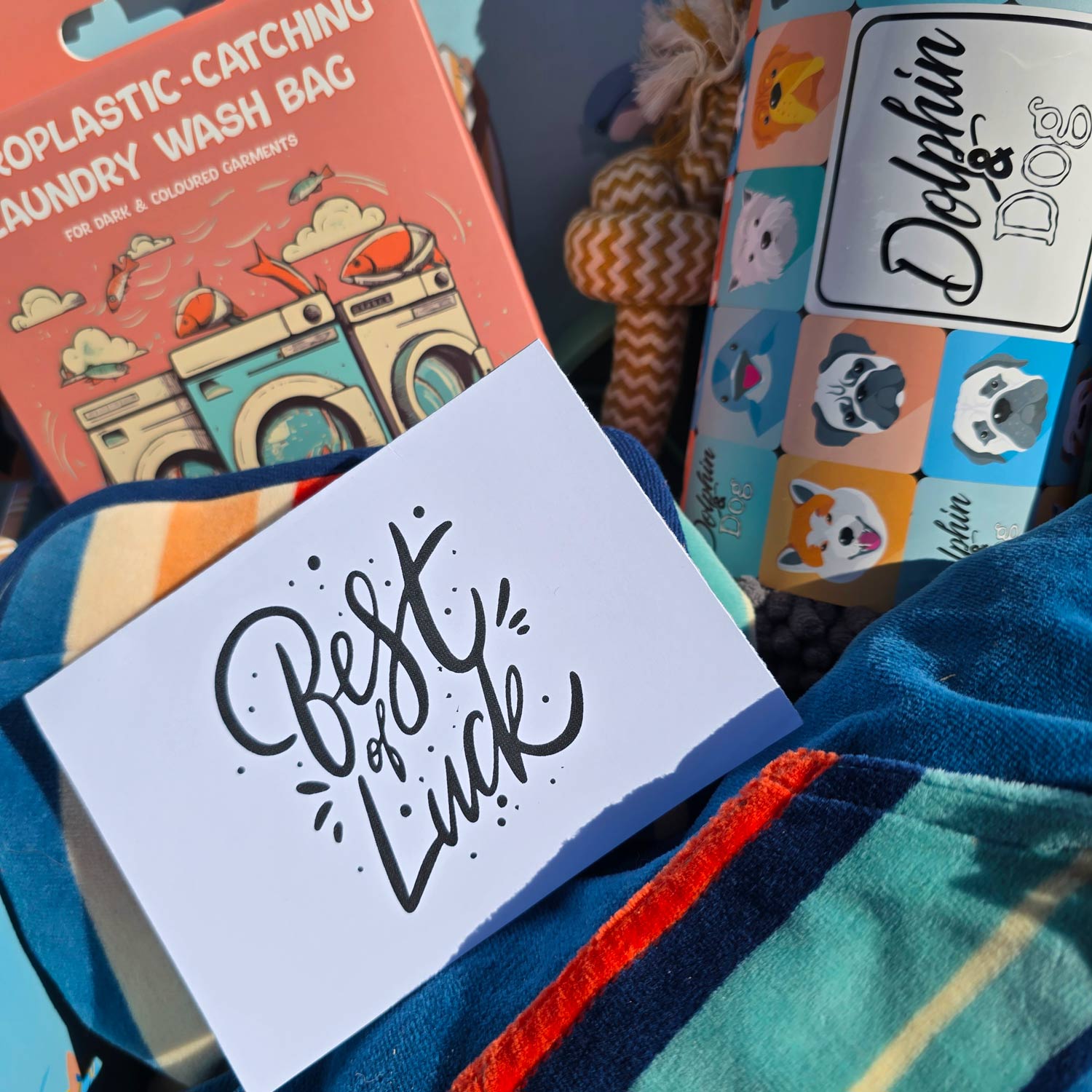 good luck gift box for dog lovers, a gift box hamper that can be personalised for dog owners