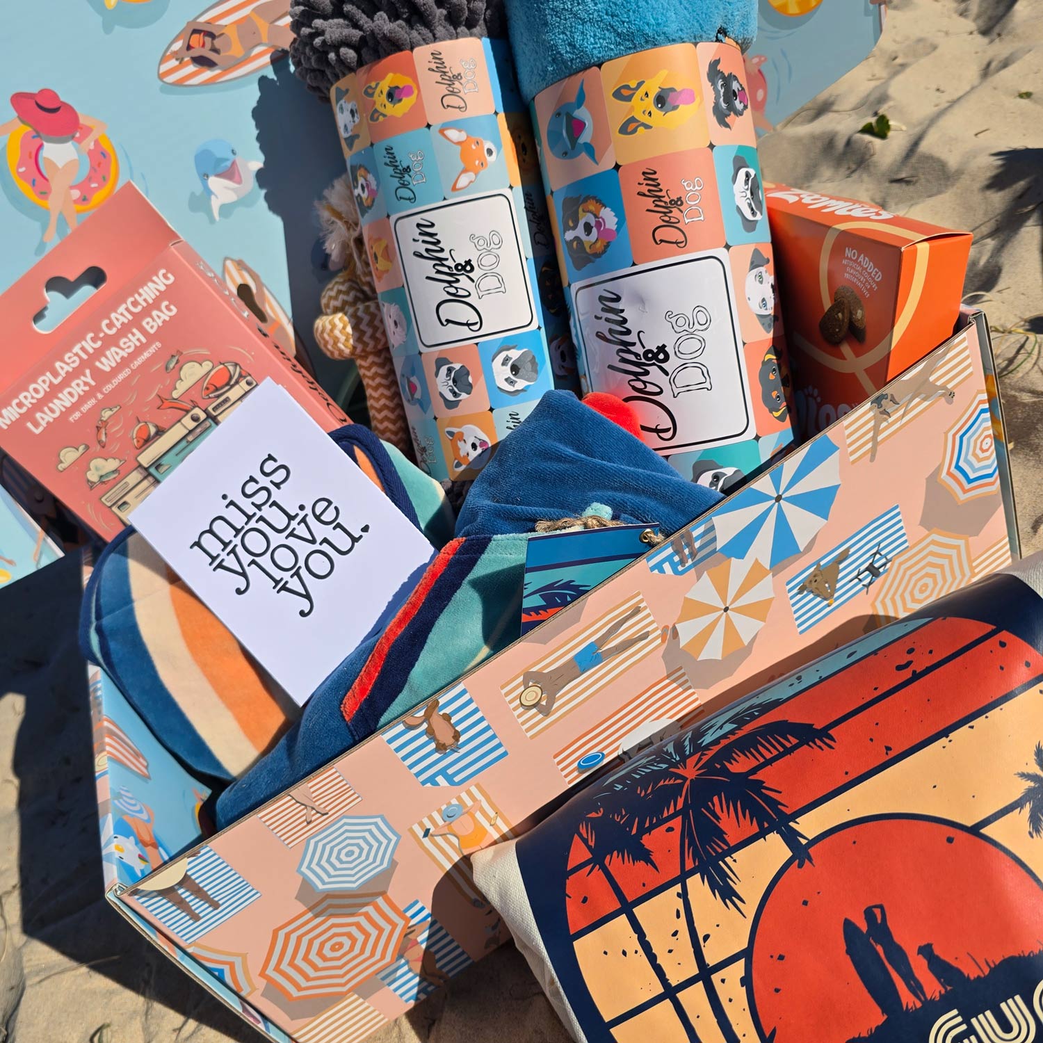 miss you gift made for dog lovers, a gift hamper to say I miss you made for dog owners 
