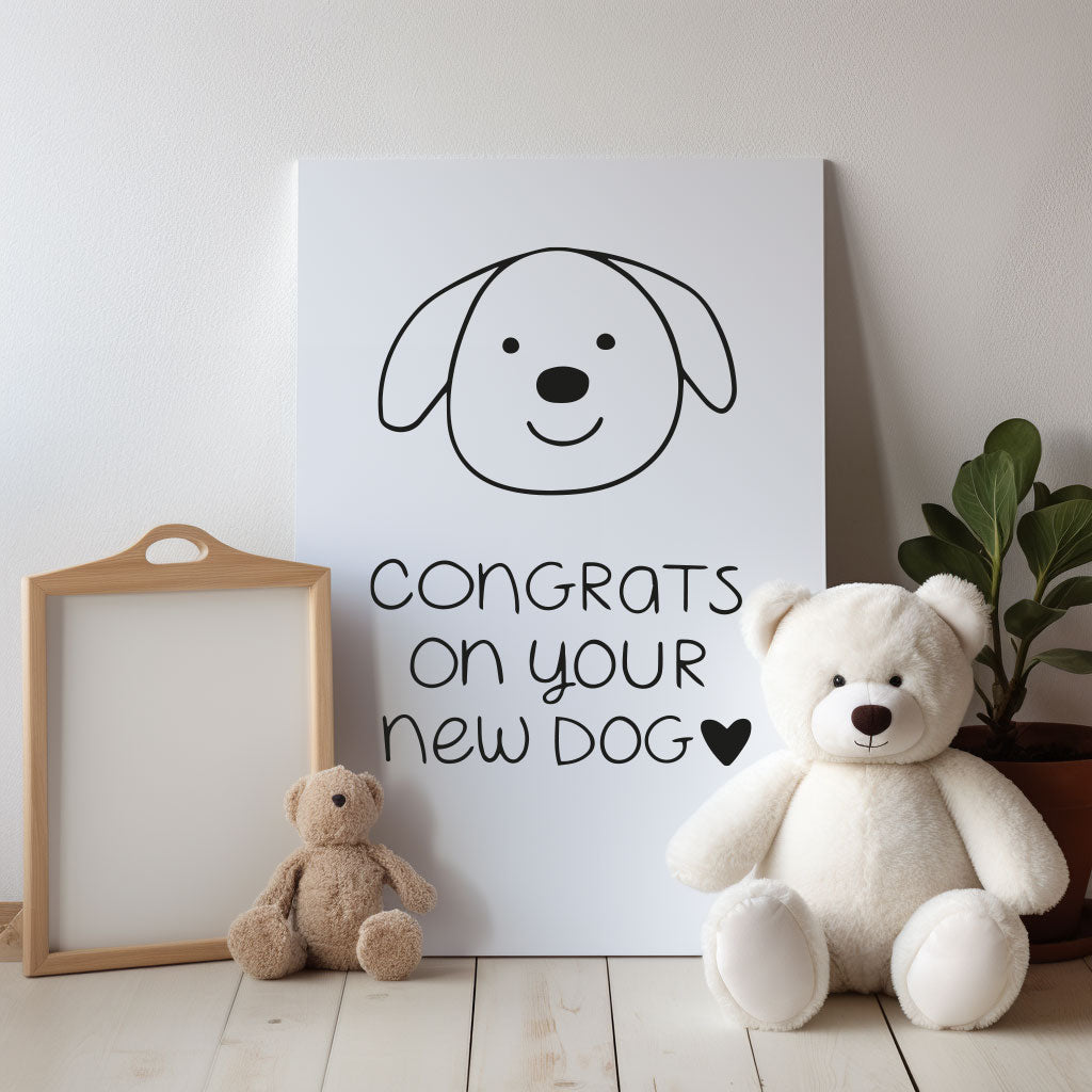 Beautifully illustrated congratulations greeting card for a new dog, perfect for dog lovers and special occasions
