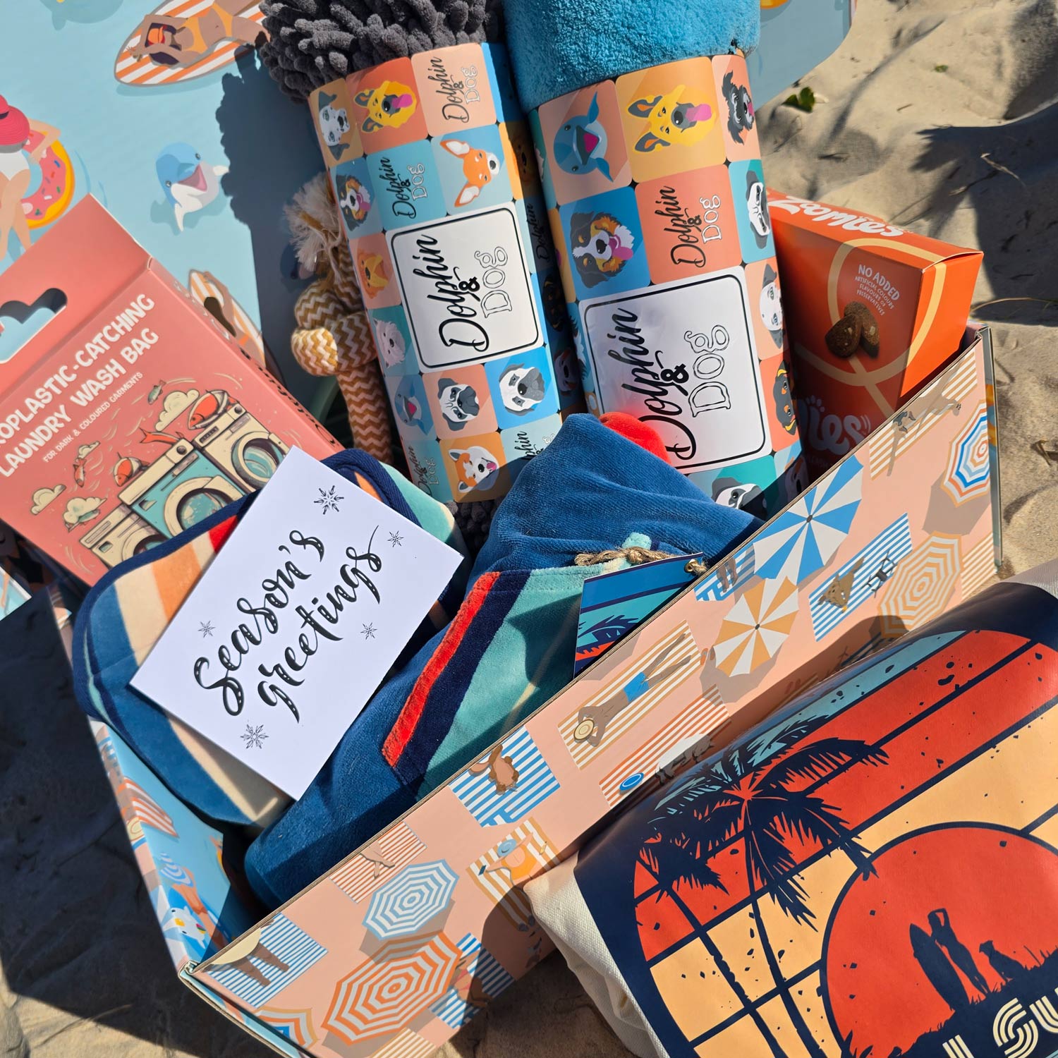 seasons greetings gift box hamper for dog owner, a box of gifts made for dog lovers 