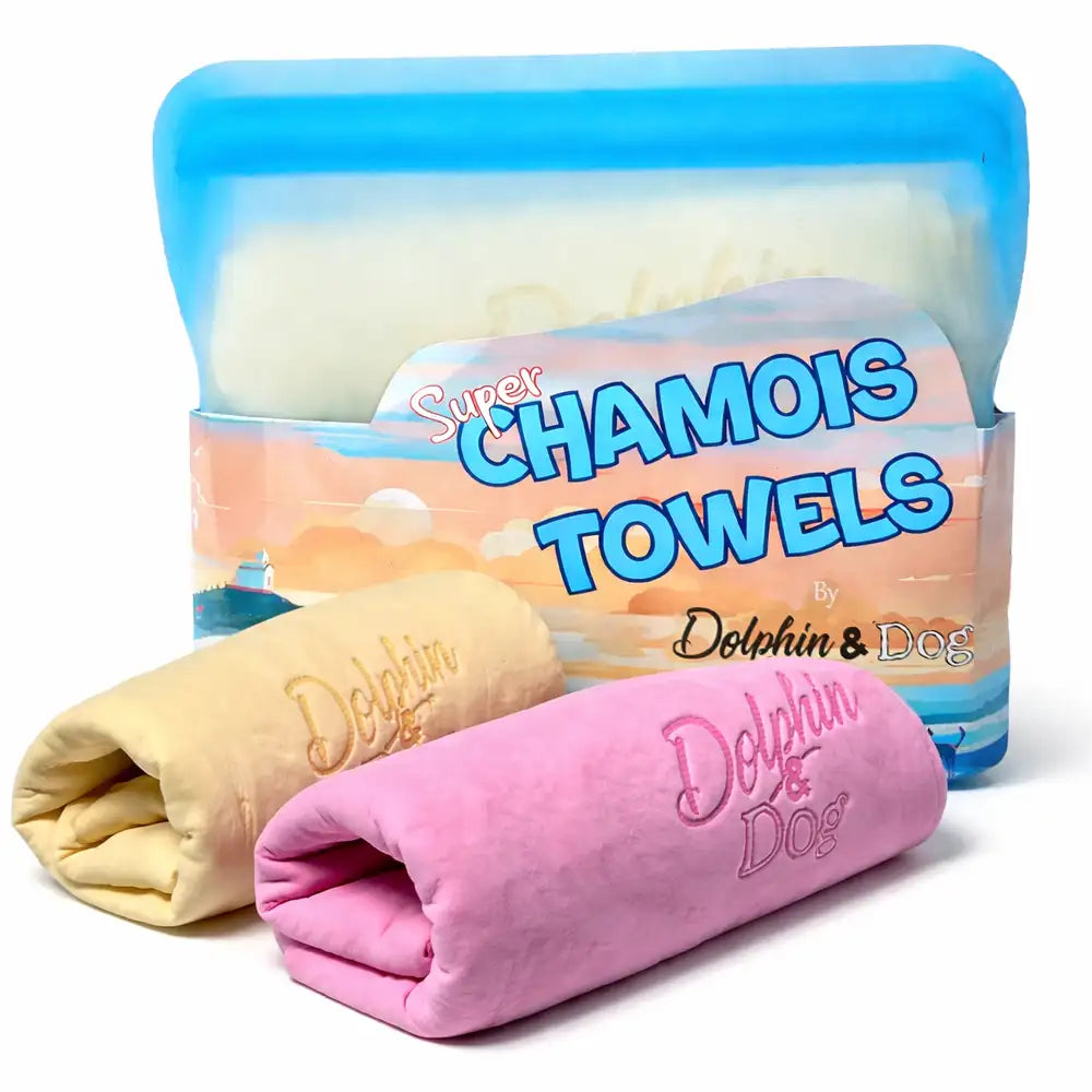 Super chamois towels twin pack with silicone storage pouch – Dolphin & Dog