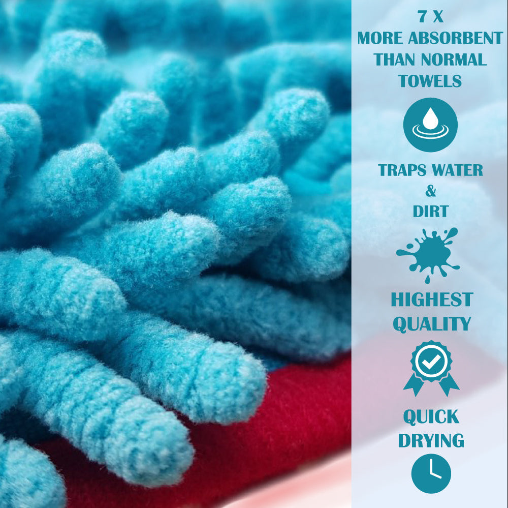 Absorbent Dog Towel "Made of ultra-soft microfibre, this absorbent dog towel is perfect for drying your pet with ease. Ideal for dogs with sensitive skin
