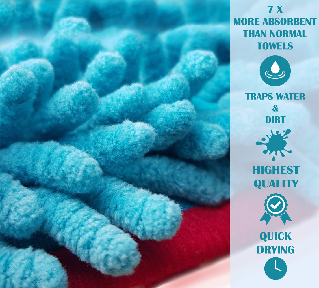 Absorbent Dog Towel "Made of ultra-soft microfibre, this absorbent dog towel is perfect for drying your pet with ease. Ideal for dogs with sensitive skin